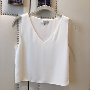 White Silk Cropped V-neck Babaton Sleeveless Top